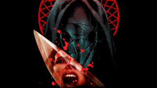 Bloody woman knife glowing magic - a bloody face free wallpaper