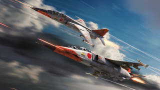 Fighter jets clouds blue sky - a sky background behind them free wallpaper