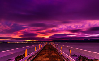 Pier purple sky water sunset - a purple sky and water free wallpaper