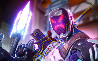 Futuristic man suit sword glowing 4 - a futuristic setting free wallpaper for desktop