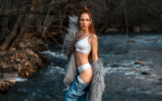 Woman jeans river fur fashion - barbara greg free wallpaper for desktop