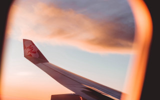 Airplane wing sunset clouds horizon - a view of the wing free wallpaper for desktop
