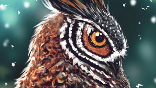 Owl orange eyes feathers green - dan mumford free wallpaper