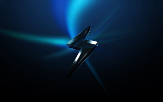 Blue cross lightning shock art - free neon wallpaper for desktop