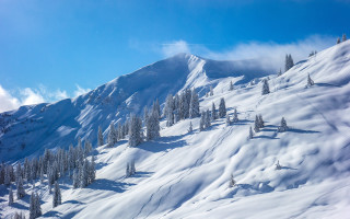 Snow mountain ski lift trees - eric deschamps free wallpaper for desktop