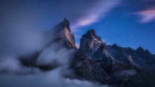 Mountain range clouds starry sky 2 - night sky free wallpaper