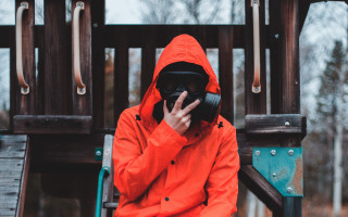 Person redjacket slide camera hood - apocalyptic free wallpaper