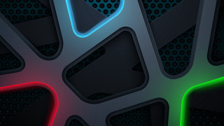 Holographic neon polka dots shapes - different color and shapes free wallpaper