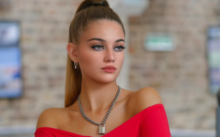 Woman red dress necklace brick - a necklace free wallpaper