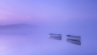 Boats foggy lake mountain pink - the foggy day free wallpaper for desktop