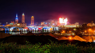 City skyline bridge fireworks night - bradley walker tomlin free wallpaper