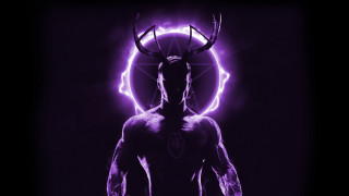 Horned man purple lightning glow - benjamin marra free wallpaper for desktop