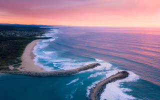 Pier beach sunset pink sky - a pink sky above free wallpaper