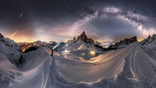 Snowy slope night starry milky - milky free wallpaper