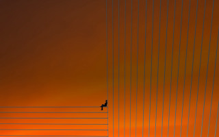 Surfing wave sunset bauhaus minimalism - composition free wallpaper