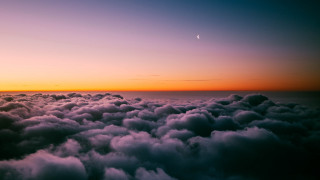Sunset clouds moon horizon beach - colorful cloud free wallpaper