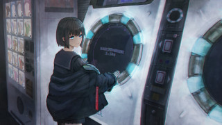 Cyberpunk girl machine clock cellphone - a machine free wallpaper