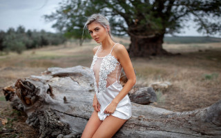 Woman white dress forest lake - annabel eyres free wallpaper