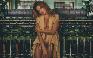 Woman dress machine room pipes - a cross stitch free wallpaper for desktop