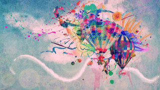 Hot air balloon colorful sky - surreal design free wallpaper