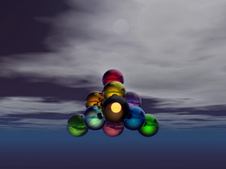 Floating balls cloudy day full - a dark sky free wallpaper