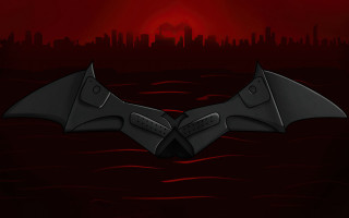 Bat city red sky light - over a city free wallpaper for desktop