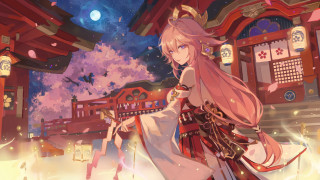 Woman longdress foxears anime fantasy - a long dress free wallpaper for desktop
