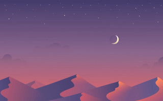 Night crescent stars desert minimalist - a night scene free wallpaper