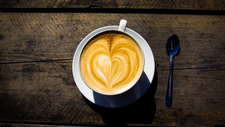Coffee heart spoon wooden table - a wooden table top free wallpaper