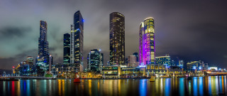 City skyline night boat architecture - andrew law free wallpaper for desktop