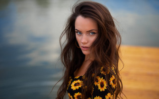 Woman long hair water dock - annabel eyres free wallpaper