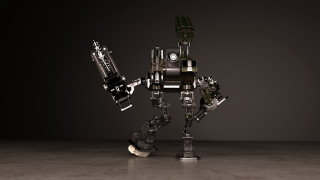 Robot table gun black background - its hand free wallpaper