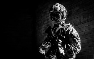 Soldier helmet uniform gun brick - full round face free wallpaper