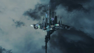 Futuristic city floating clouds stars - star citizen halo free wallpaper for desktop