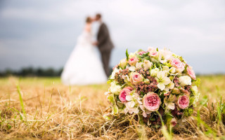 Bride groom flower field blur - a bouquet of flowers in front free wallpaper for desktop