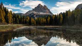 Mountain lake reflection bridge forest - a bridge free wallpaper