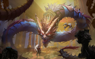 Dragon huge head wings fantasy - a fantasy setting free wallpaper