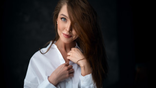 Woman longhair white shirt necklace - a white shirt and a necklace free wallpaper