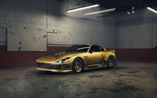 Gold sports car garage red - wall behind free wallpaper