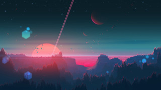 Space planet star sky city - synthwave style free wallpaper for desktop