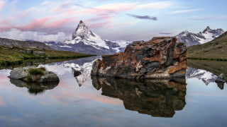 Mountain lake rock sky ocean - photograph free wallpaper for desktop