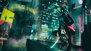 Futuristic city neon cyberpunk heroine - cyberpunk style free wallpaper