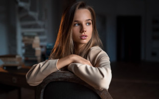 Serious woman chair crossed arms 2 - a chair free wallpaper