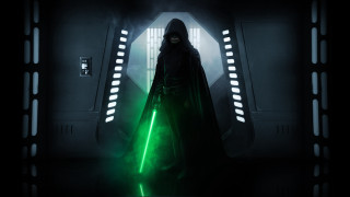 Dark room green saber holography - a light saber free wallpaper