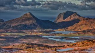 Mountain lake cloudy sky sunset 2 - landscape free wallpaper