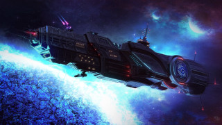 Futuristic space ship planet starship - a distant star free wallpaper