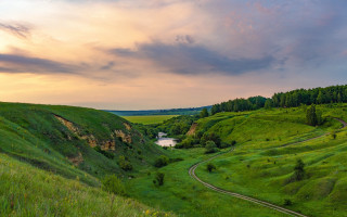 Green valley river cloudy sky - andrey esionov free wallpaper