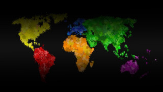 Colorful world map black background 2 - global illumination free wallpaper for desktop