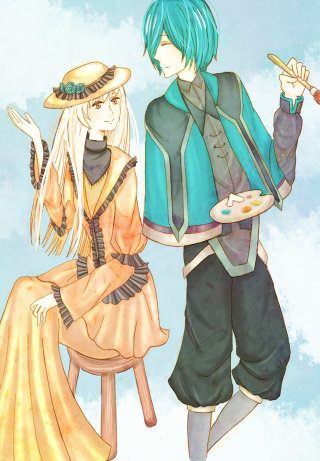 Couple sitting food cigarette together - synthetism free wallpaper for mobile