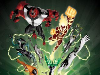 Cartoon characters green background lightning - a bunch of cartoon characters free wallpaper